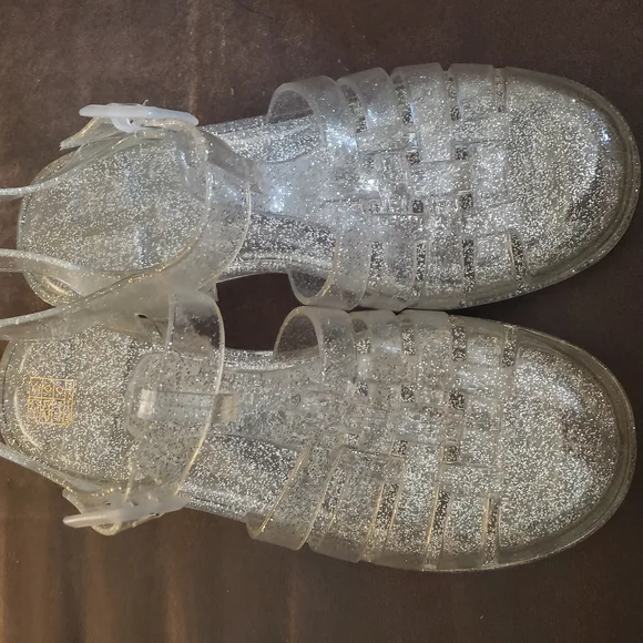 Women's Clear Glitter Jelly Sandals - Picture 2 of 4